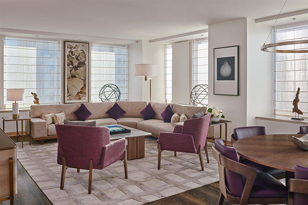 The St. Regis San Francisco Guest Suite Sectional Sofa and Lounge Chairs