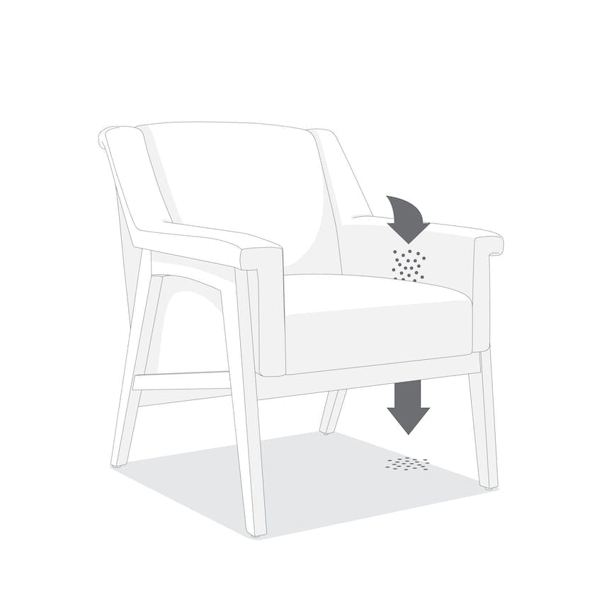 Senior Living tight seat cushion cleanout illustration